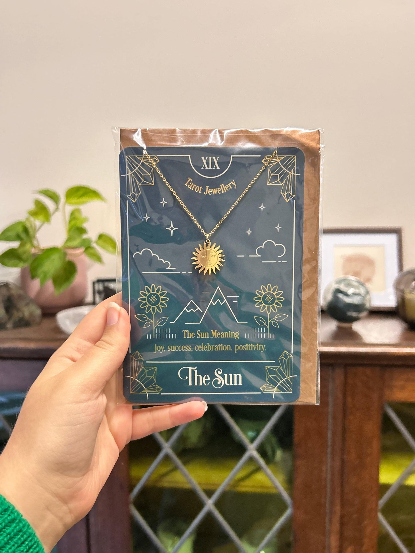 tarot necklace with sun