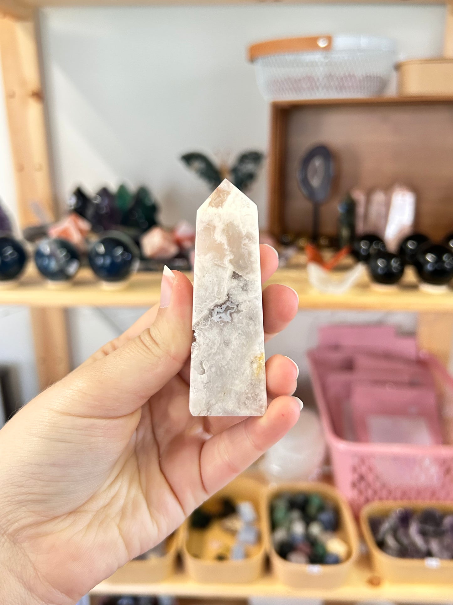 Pink Amethyst x Flower Agate Tower