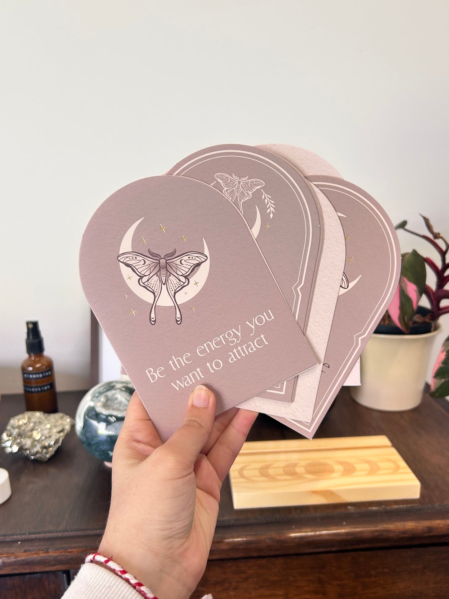 Moth Affirmation Cards With Stand