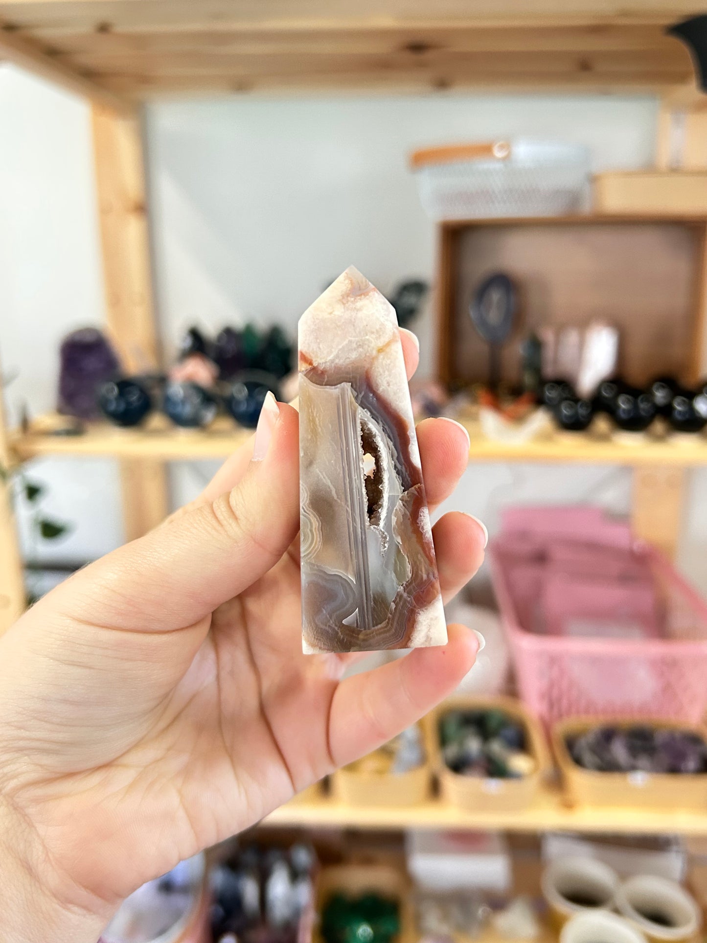 Pink Amethyst x Flower Agate Tower