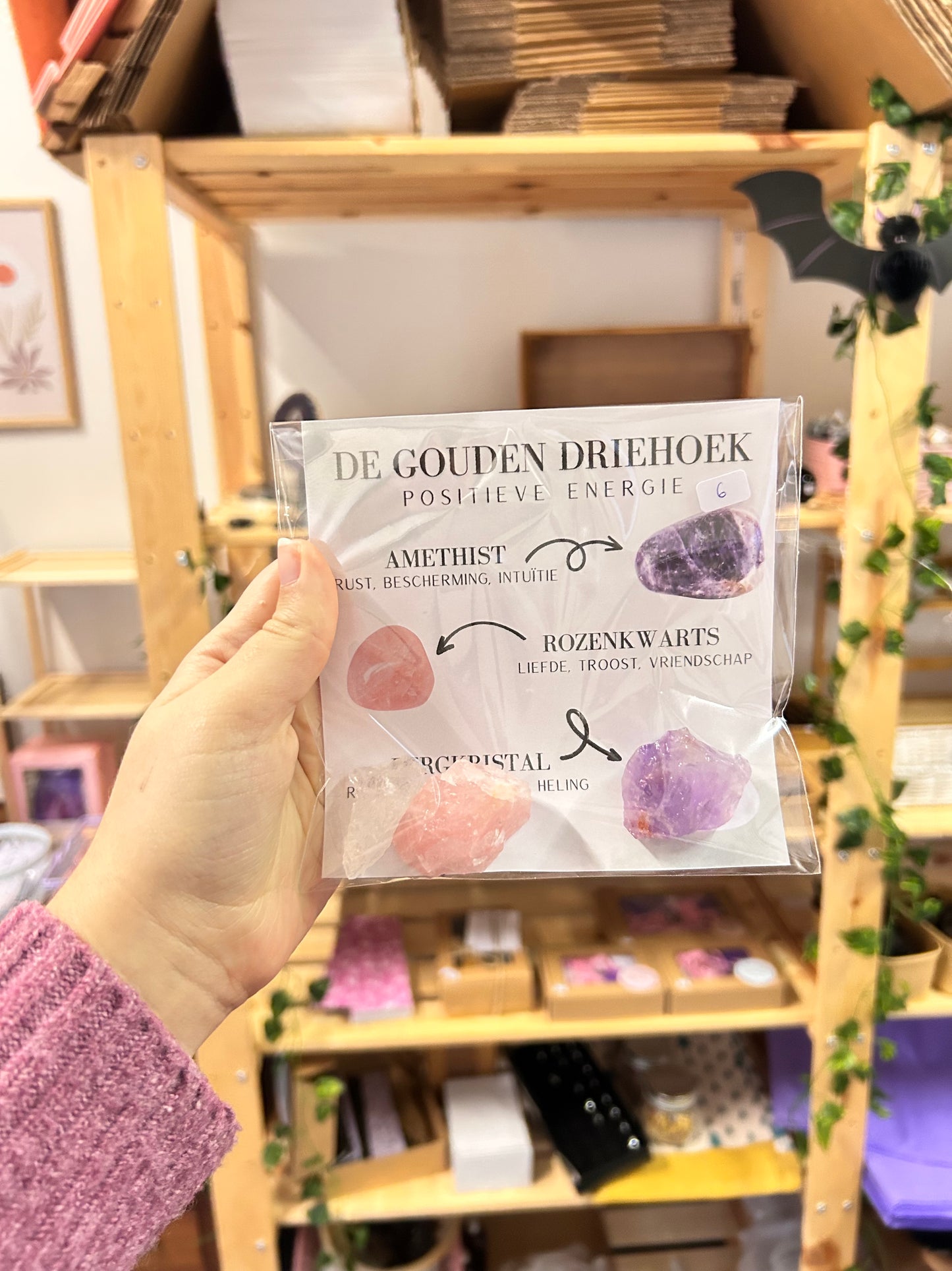 Gouden Driehoek Kristal Set - Ruw