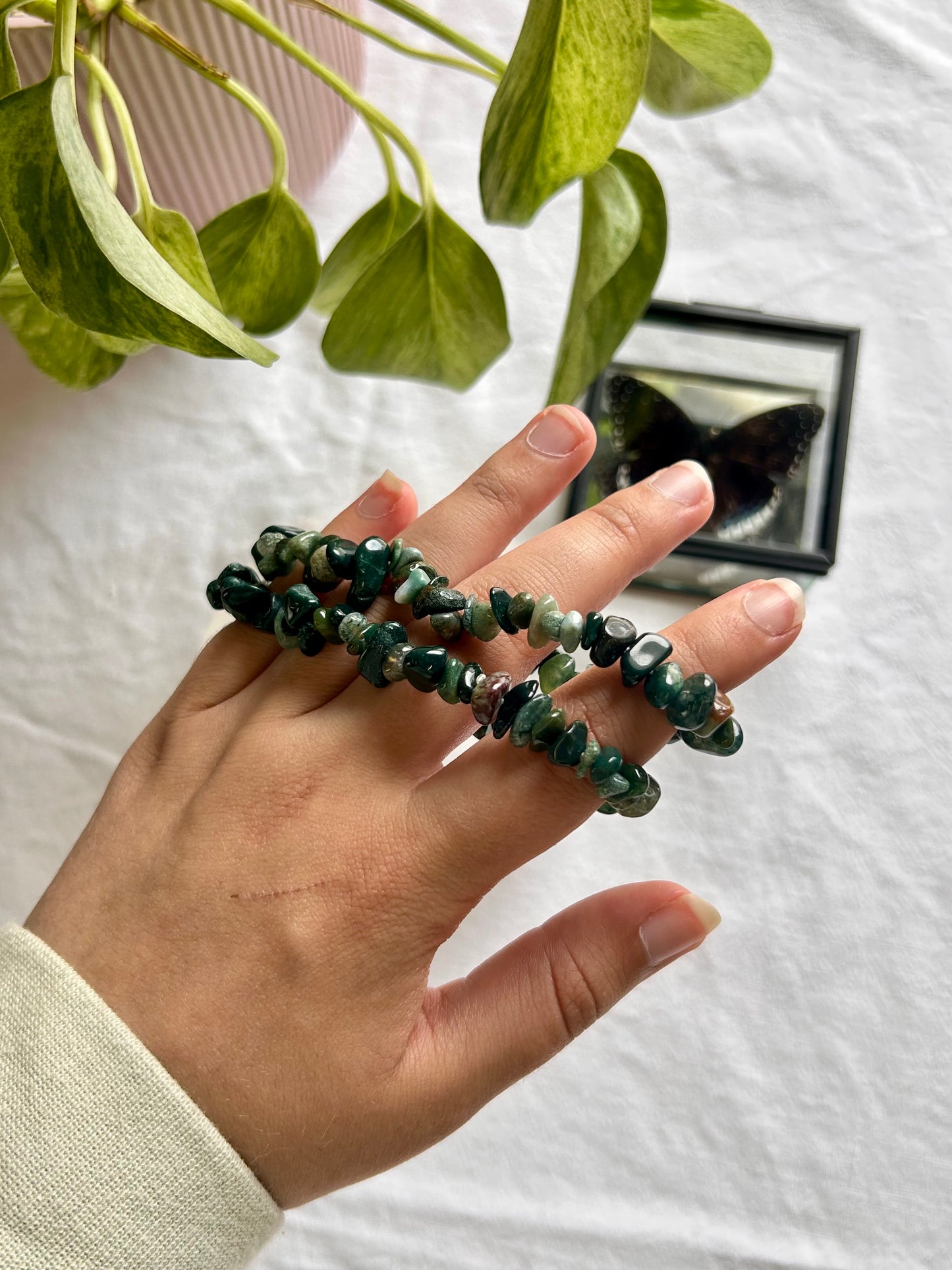 Moss Agate Chip Bracelet
