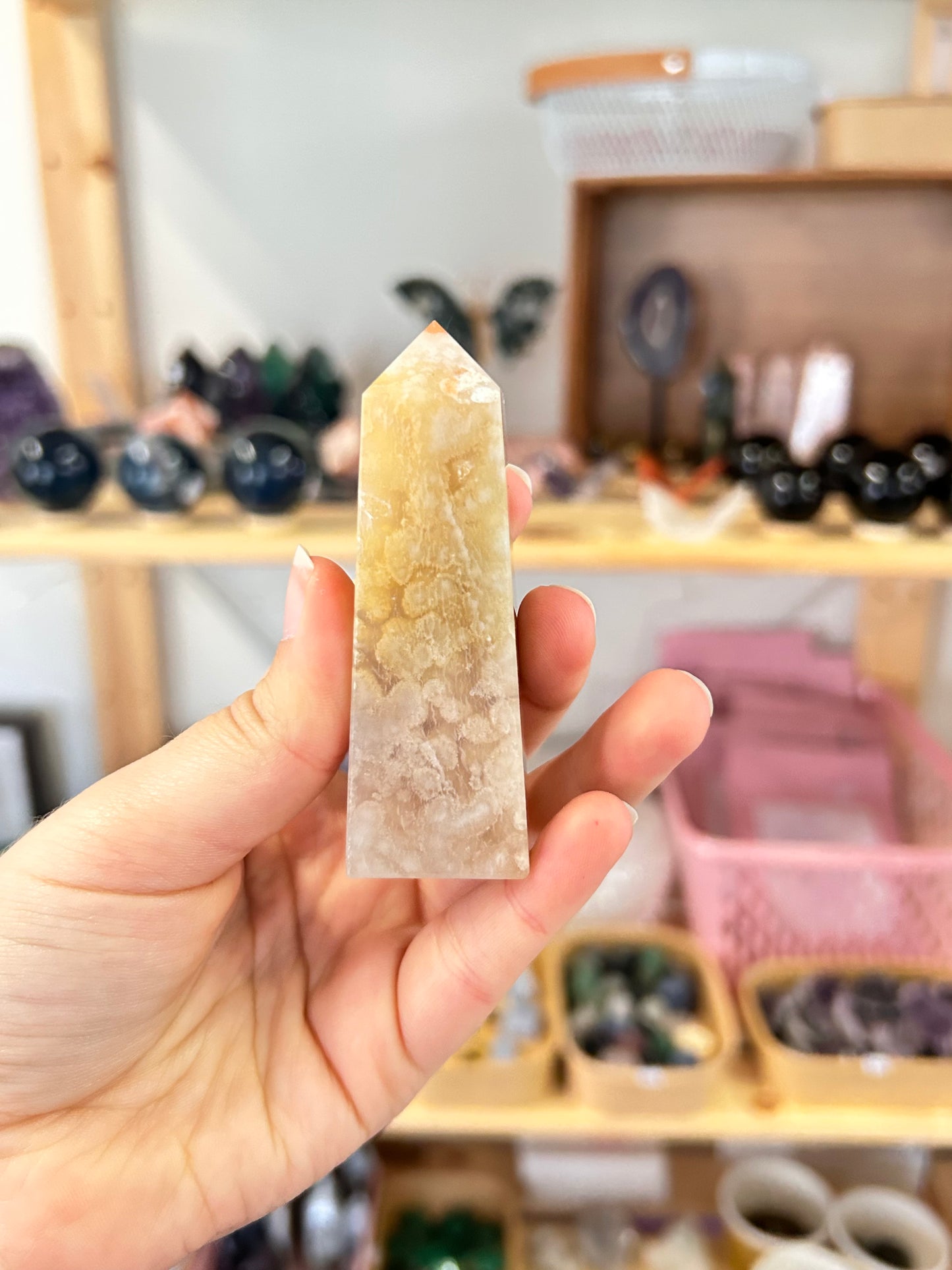Pink Amethyst x Flower Agate Tower S