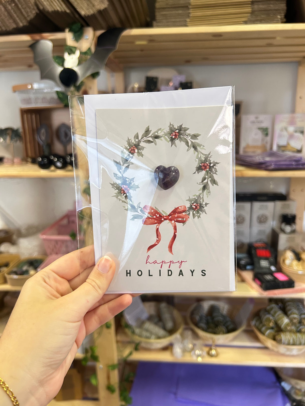 Happy Holidays Kaart - Amethyst Heart