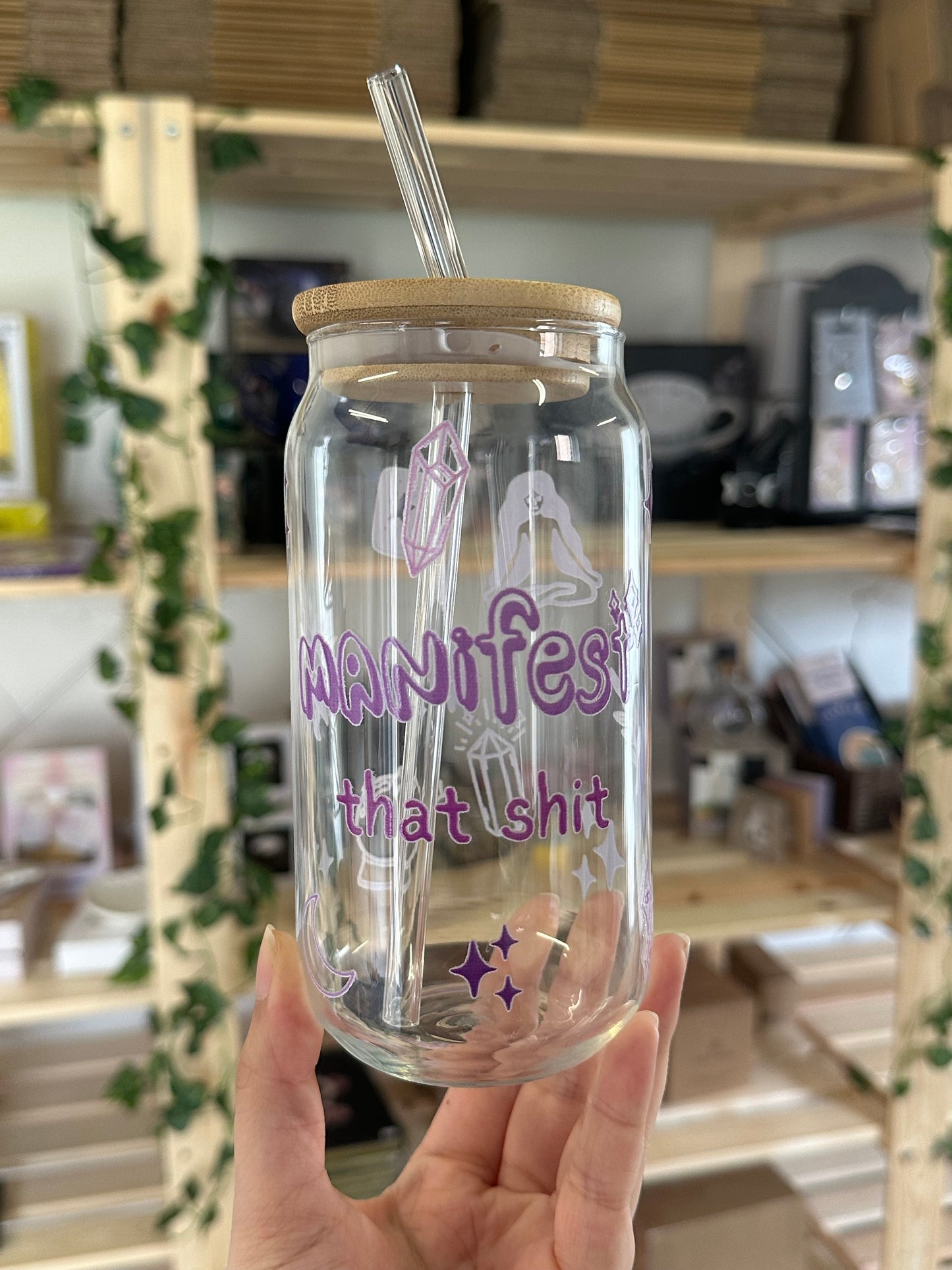 Manifest That Shit Drinking Glass With Straw