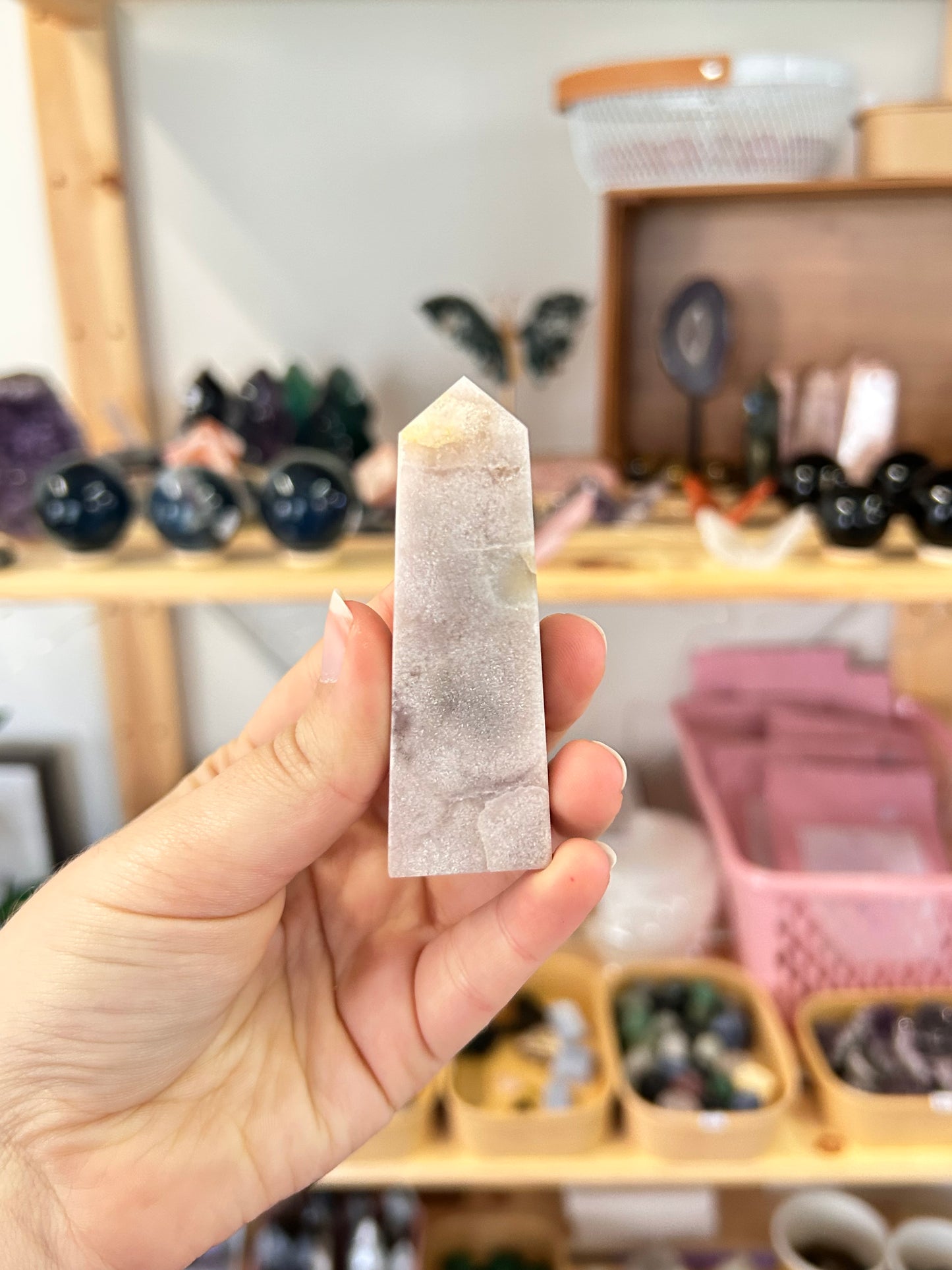 Pink Amethyst x Flower Agate Tower