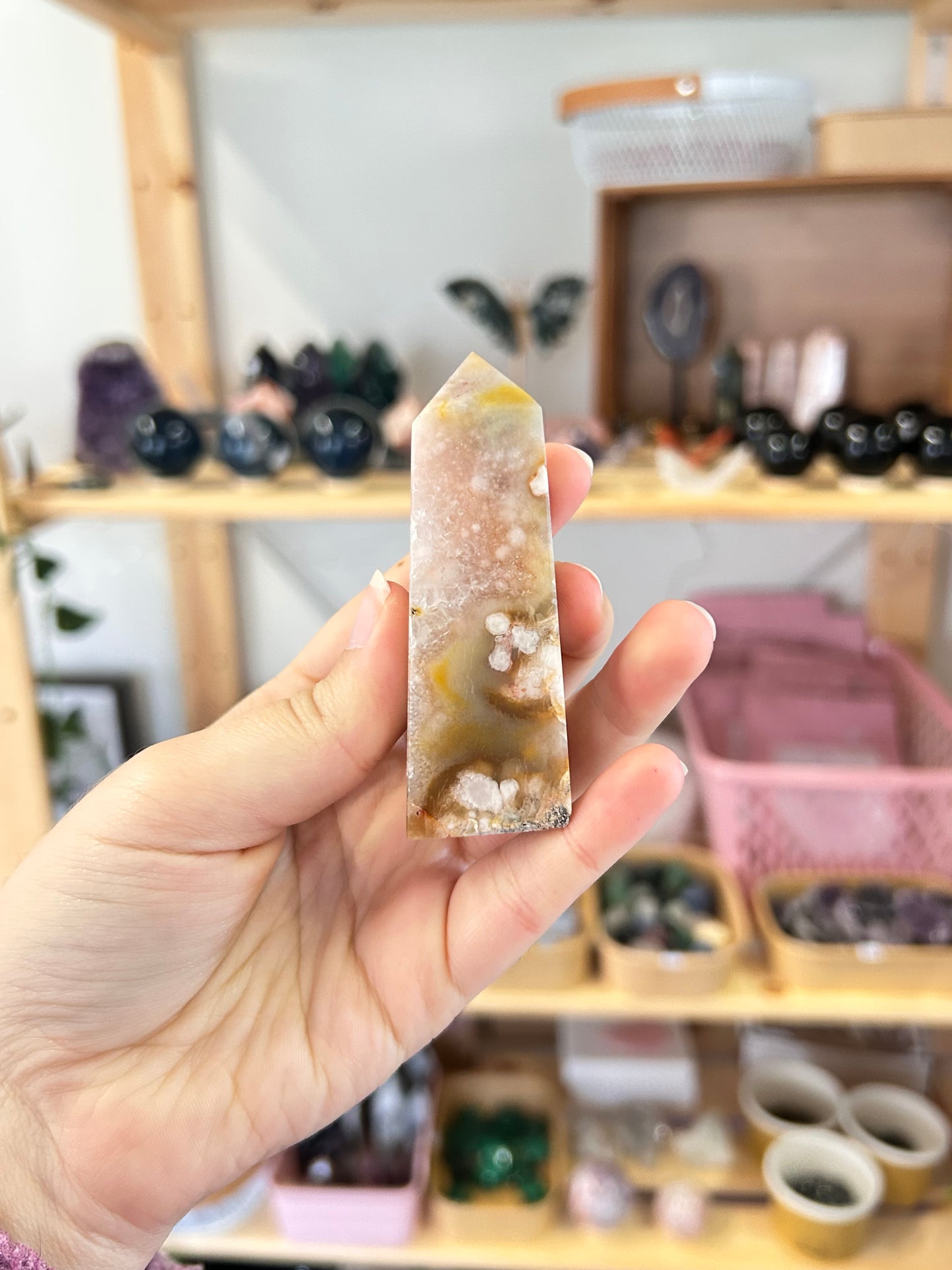 Pink Amethyst x Flower Agate Tower