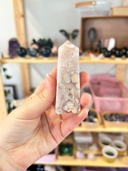 Pink Amethyst x Flower Agate Tower