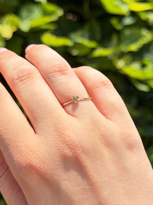 Moldavite Ring Gold - Adjustable