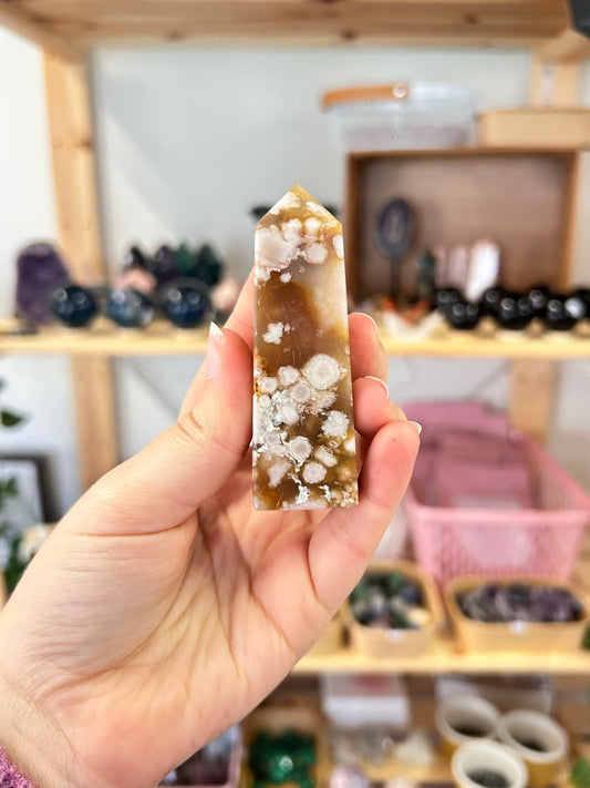 Pink Amethyst x Flower Agate Tower