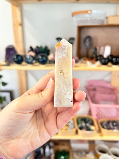 Pink Amethyst x Flower Agate Tower