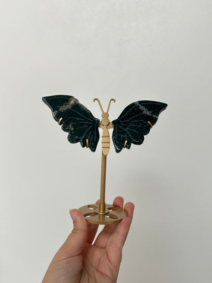 Moss Agate Butterfly On Stand