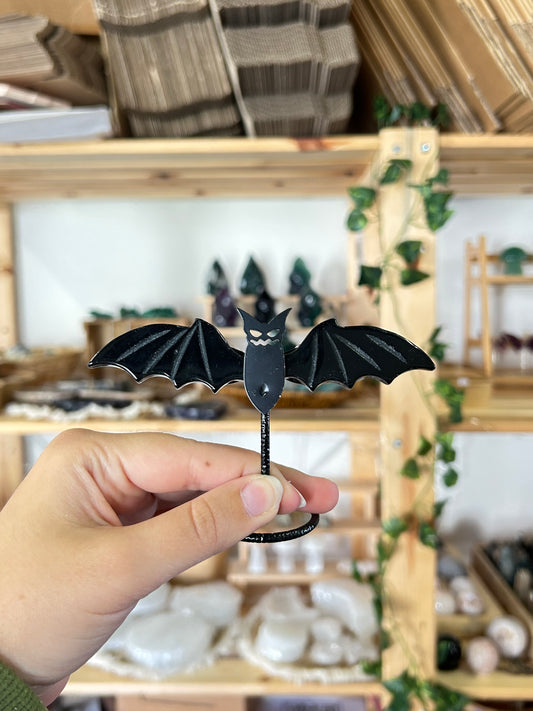 Obsidian Bat On Stand