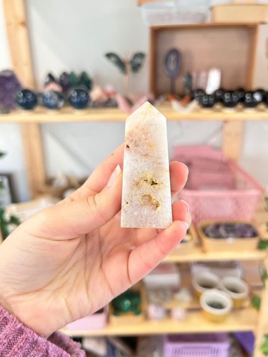 Pink Amethyst x Flower Agate Tower