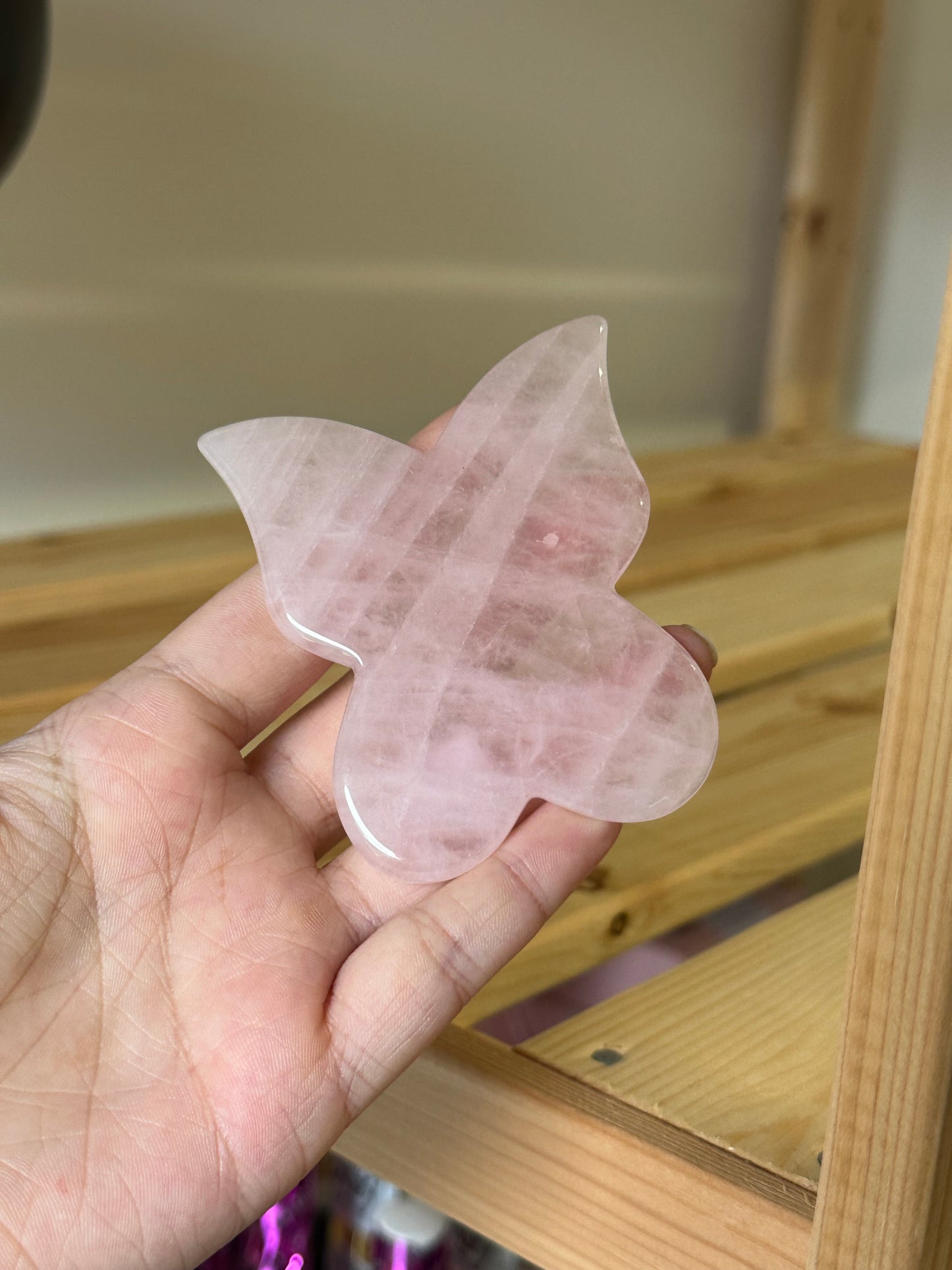 Rose Quartz Butterfly Gua Sha