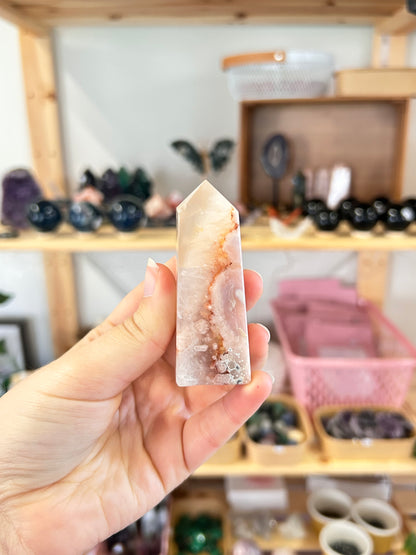 Pink Amethyst x Flower Agate Tower