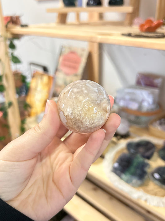 Flower Agate x Carnelian Sphere