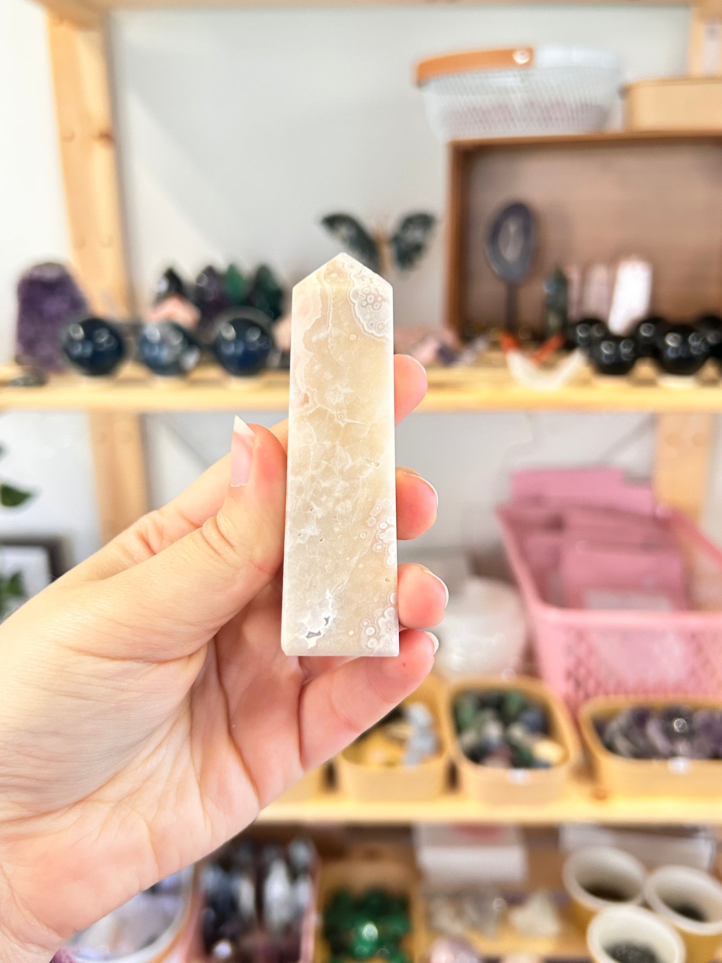 Pink Amethyst x Flower Agate Tower