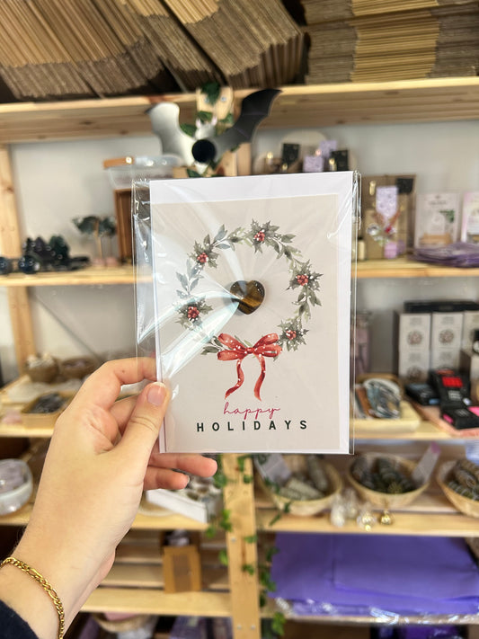 Happy Holidays Card - Tiger’s Eye Heart