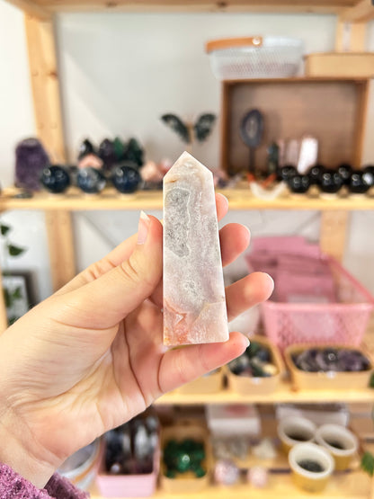 Pink Amethyst x Flower Agate Tower