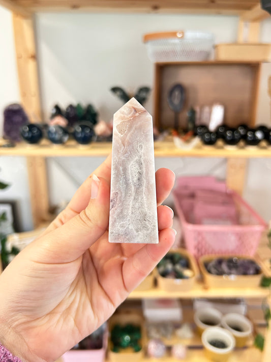 Pink Amethyst x Flower Agate Tower