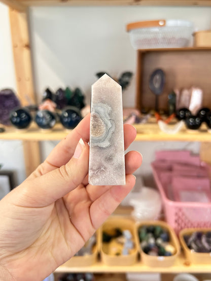 Pink Amethyst x Flower Agate Tower