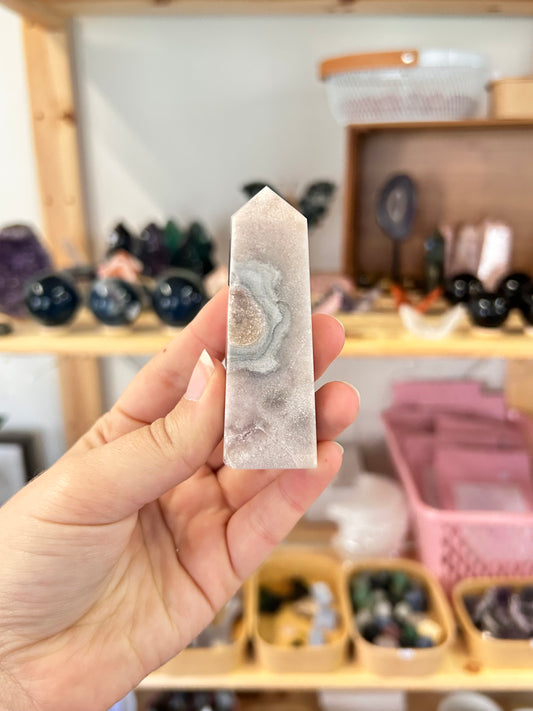 Pink Amethyst x Flower Agate Tower