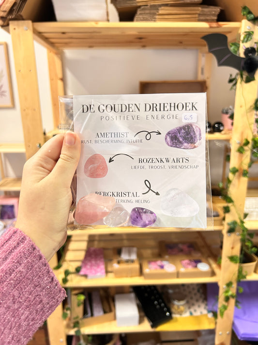 Gouden Driehoek Kristal Set - Tumble