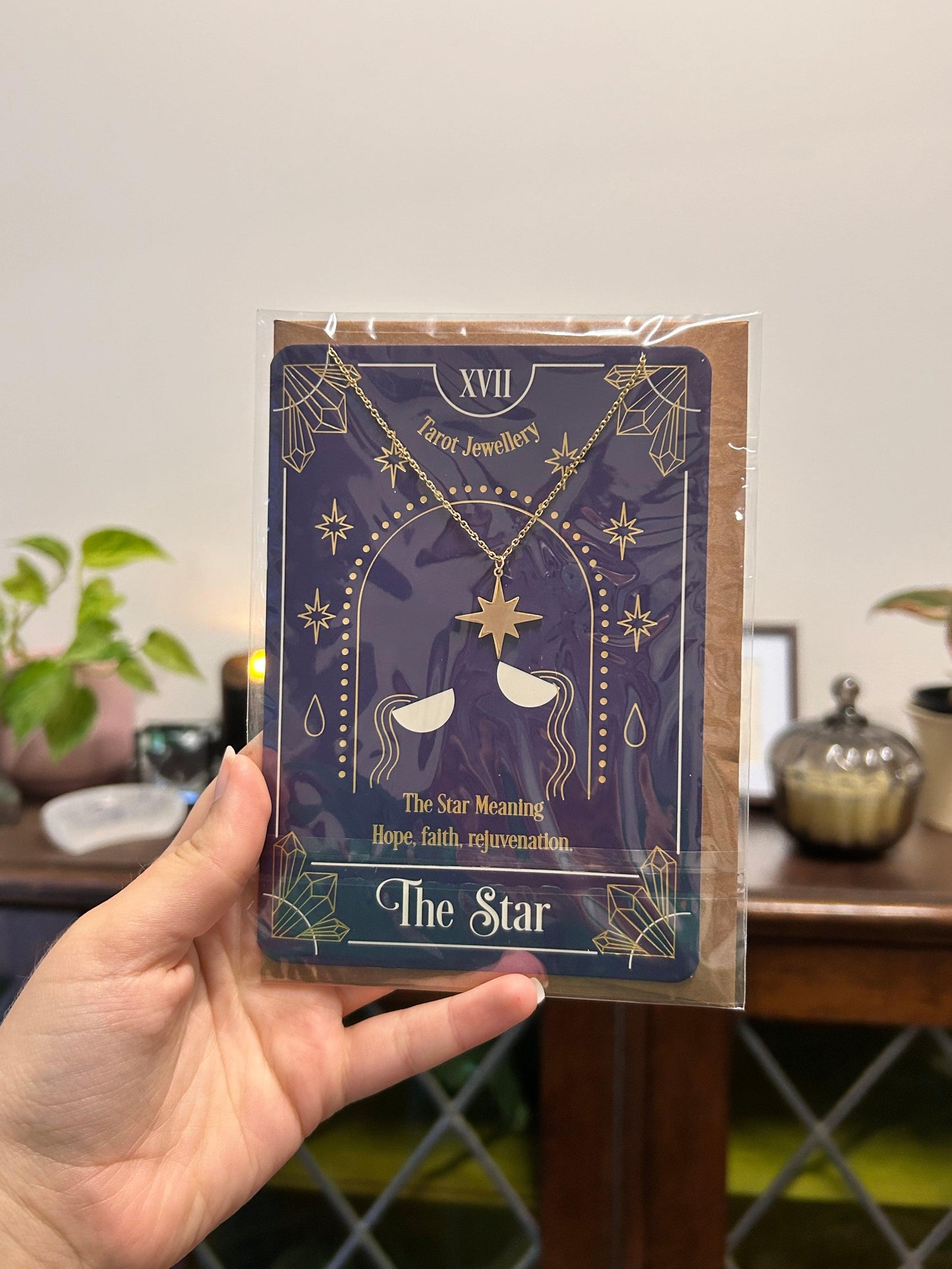 gold necklace with tarot star