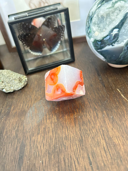 Carnelian x Flower Agate Cube