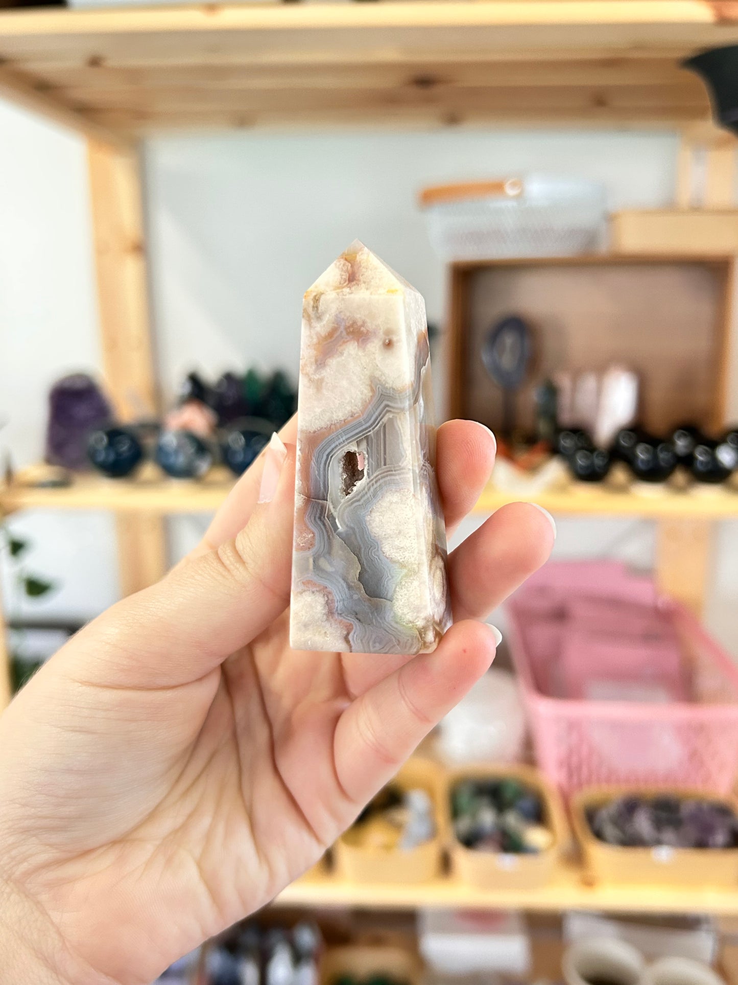 Pink Amethyst x Flower Agate Tower