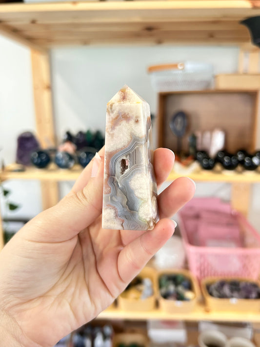 Pink Amethyst x Flower Agate Tower