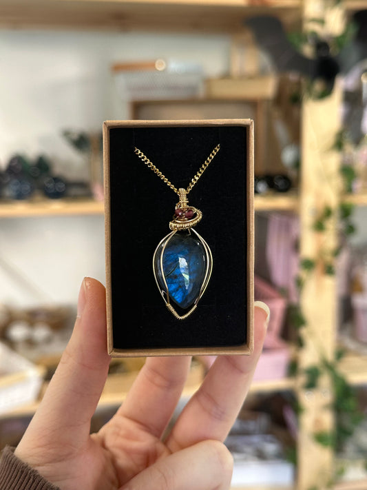 Labradorite & Garnet Pendant