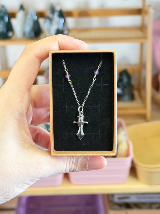 Amethyst Dagger Necklace