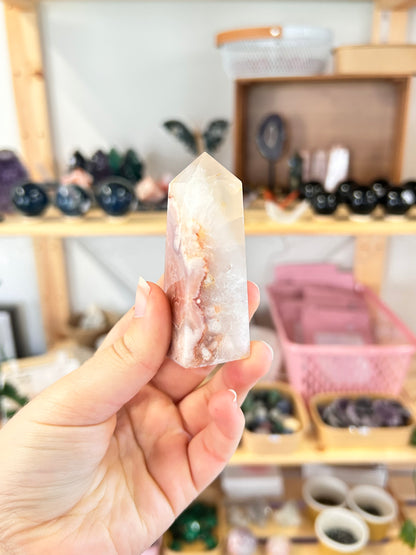 Pink Amethyst x Flower Agate Tower