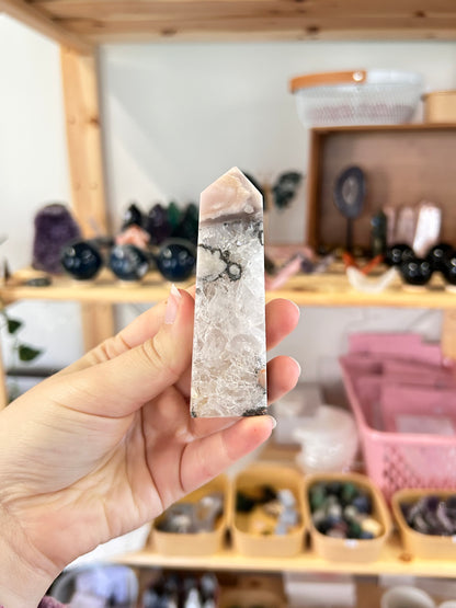 Pink Amethyst x Flower Agate Tower