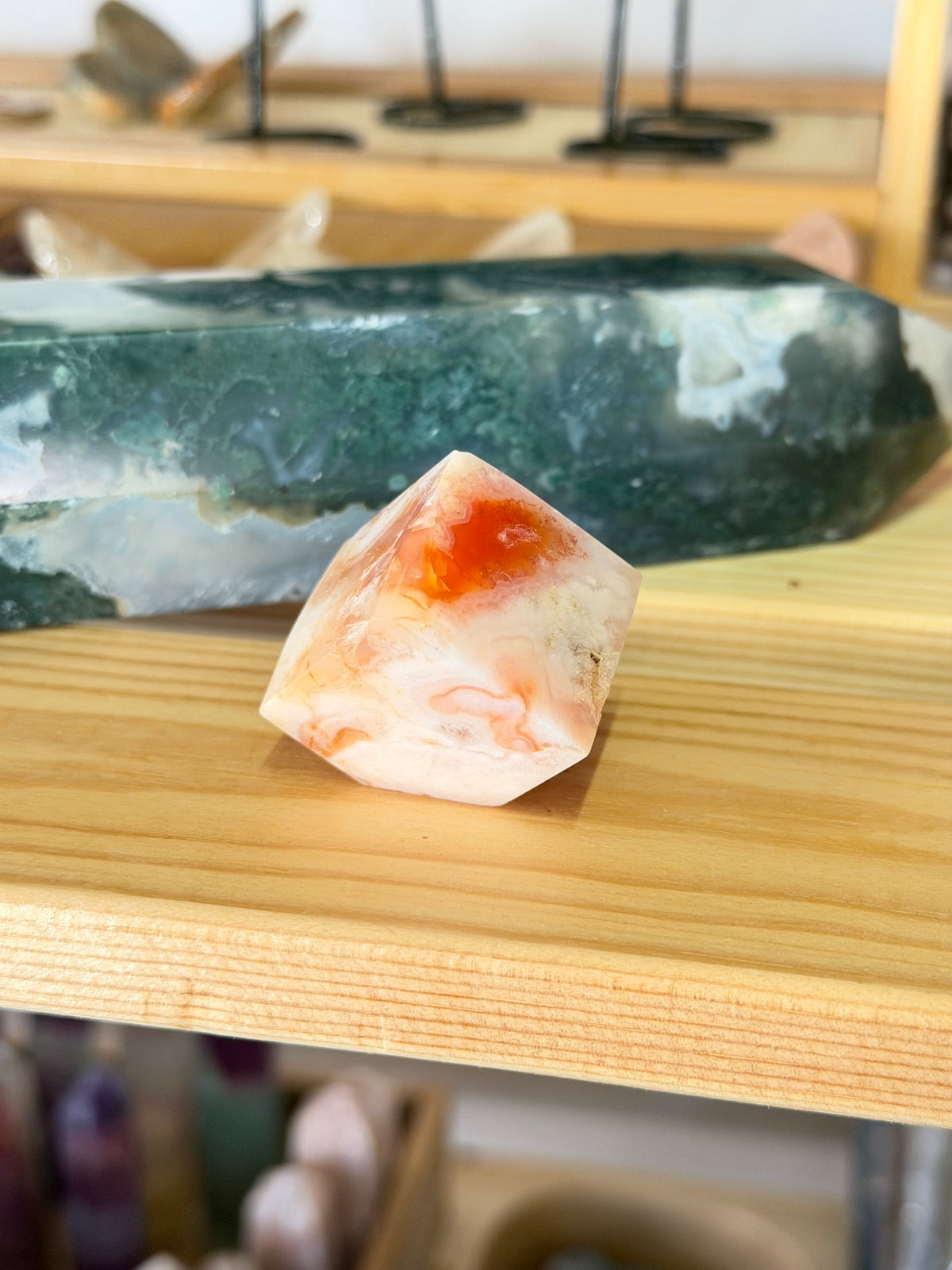 Carnelian x Flower Agate Cube | A