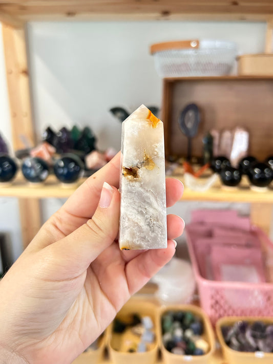 Pink Amethyst x Flower Agate Tower