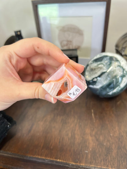 Carnelian x Flower Agate Cube