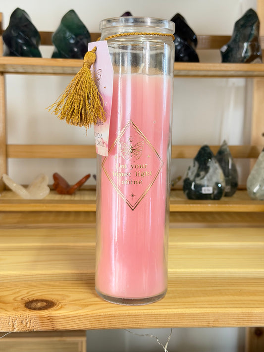 Rose Quartz & Rose Tube Candle
