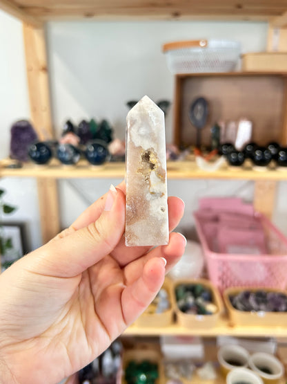 Pink Amethyst x Flower Agate Tower