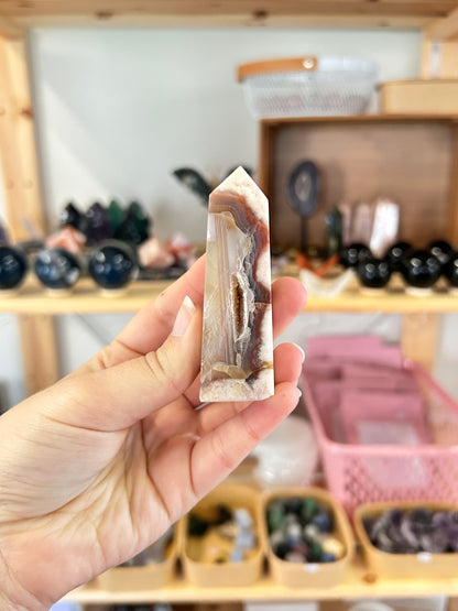 Pink Amethyst x Flower Agate Tower