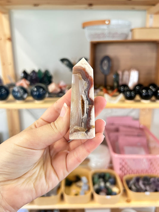 Pink Amethyst x Flower Agate Tower