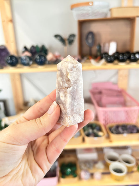 Pink Amethyst x Flower Agate Tower