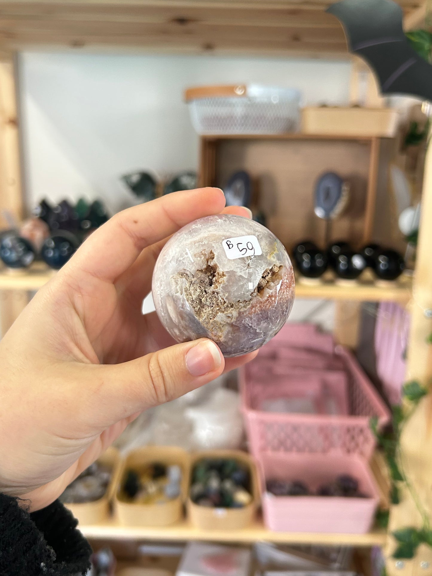 Pink Amethyst x Flower Agate Sphere