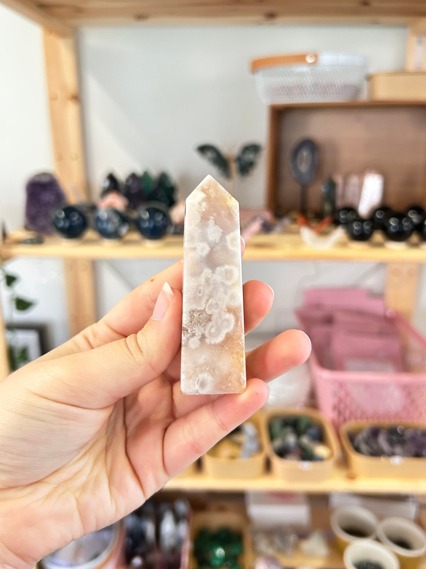 Pink Amethyst x Flower Agate Tower