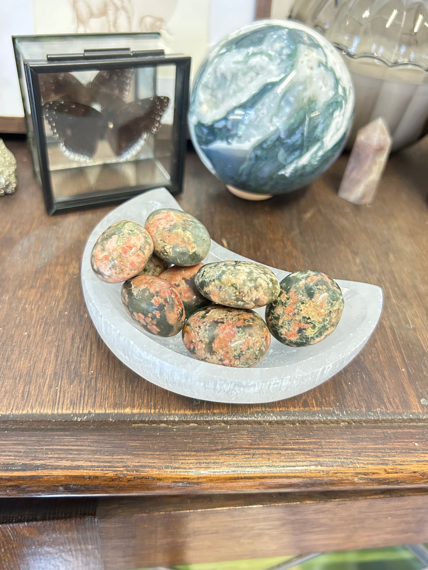 Green Flower Agate Tumble