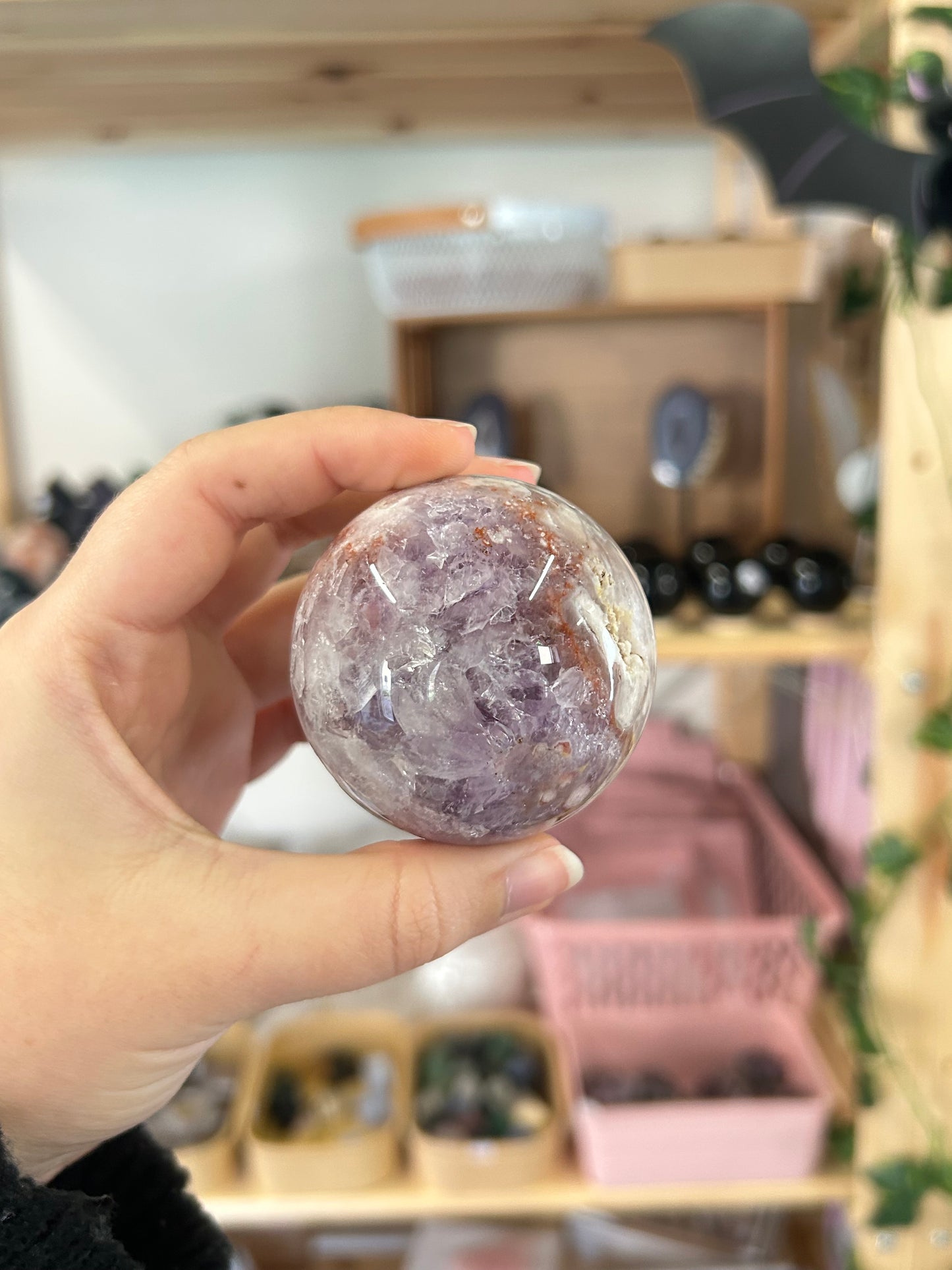Pink Amethyst x Flower Agate Sphere