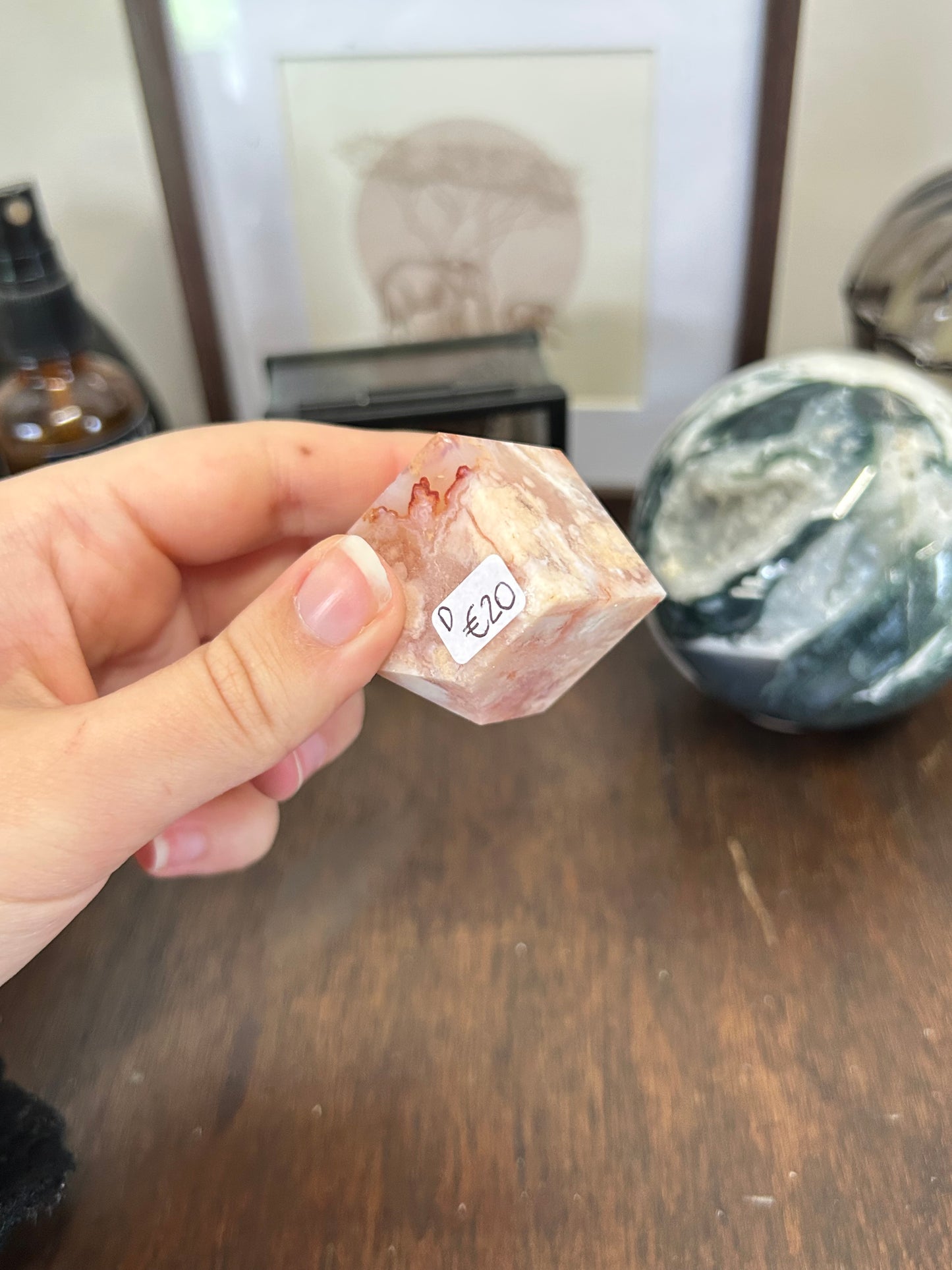 Carnelian x Flower Agate Cube