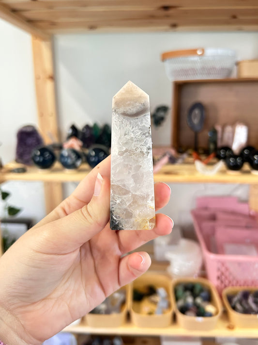 Pink Amethyst x Flower Agate Tower